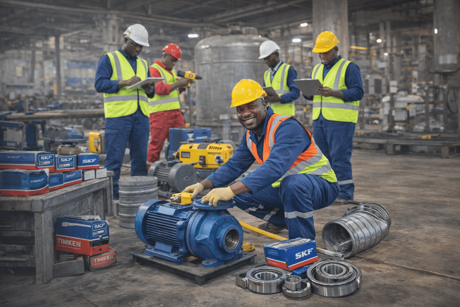 AI PIKA-O team working with industrial equipment